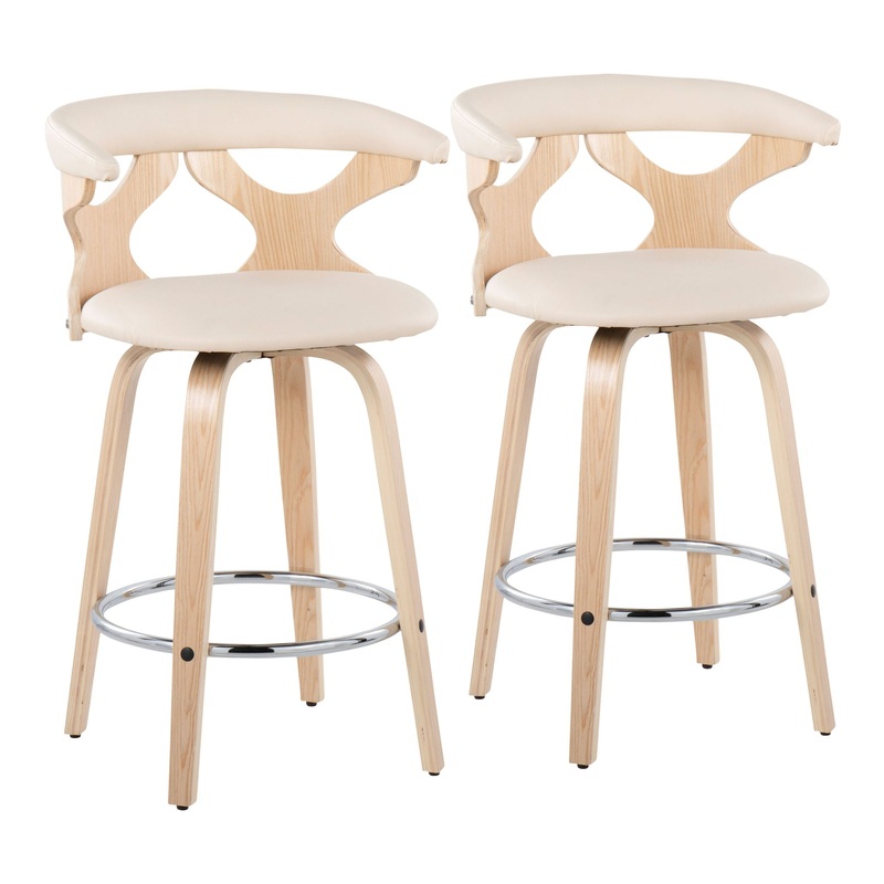 Gardenia – Mid Century Modern Fixed Height Counter Stool With Swivel (Set of 2)