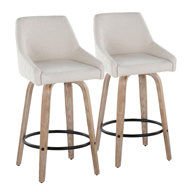 Hannah – Transitional Fixed Height Counter Stool With Swivel With Round Footrest (Set of 2)