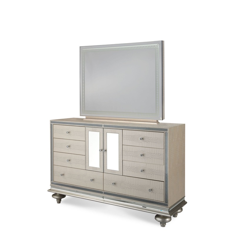 Hollywood Swank – Upholstered Dresser – Crystal Croc