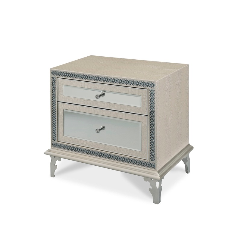 Hollywood Swank – Upholstered Nightstand – Crystal Croc