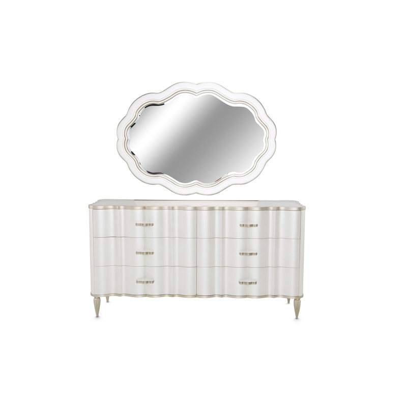 London Place – Dresser With Mirror – Creamy Pearl