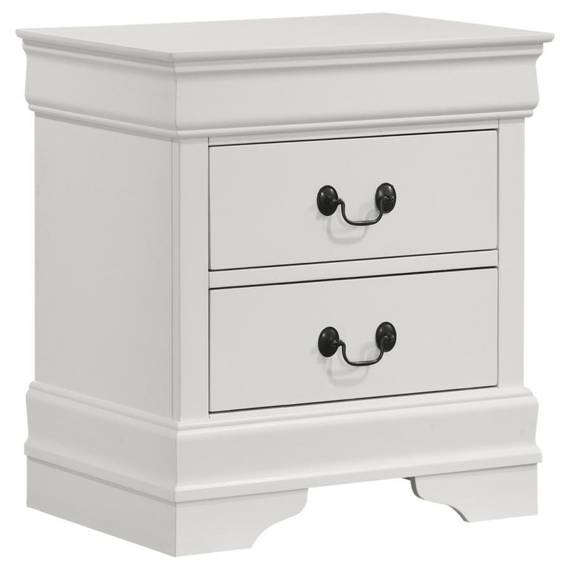 Louis Philippe – 2-Drawer Nightstand Bedside Table – White