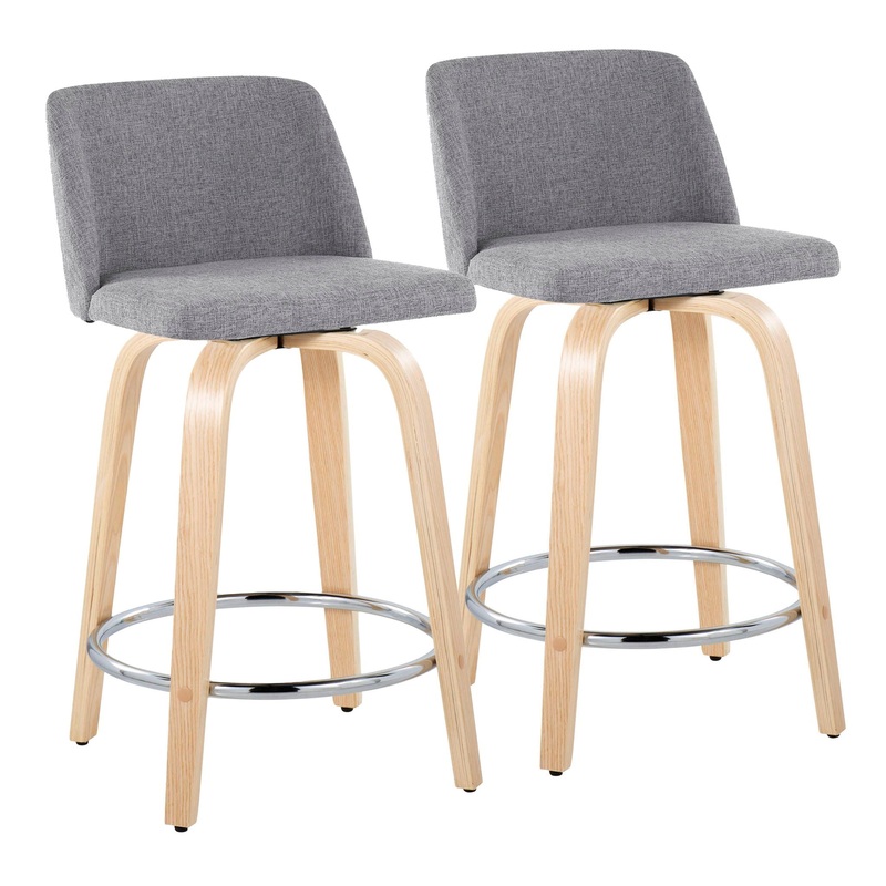 Toriano – Contemporary Fixed Height Counter Stool & Swivel And Round Footrest (Set of 2)