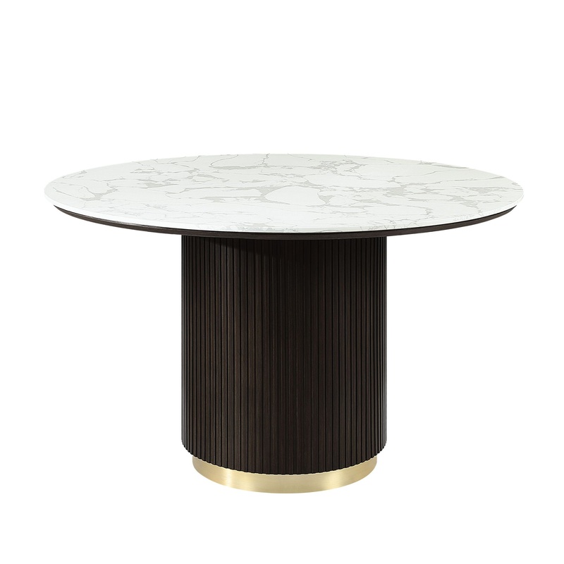 Clayten – Around Dining Table – Marble / Espresso
