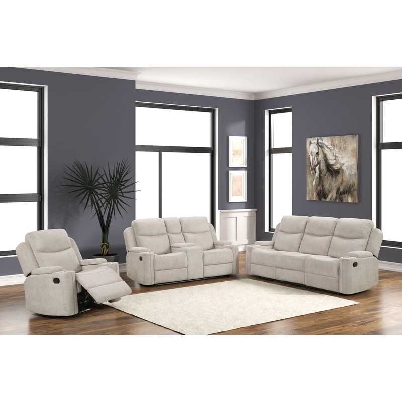 Galya – 3 Piece Living Room Set Sofa Loveseat Chair – Light Gray