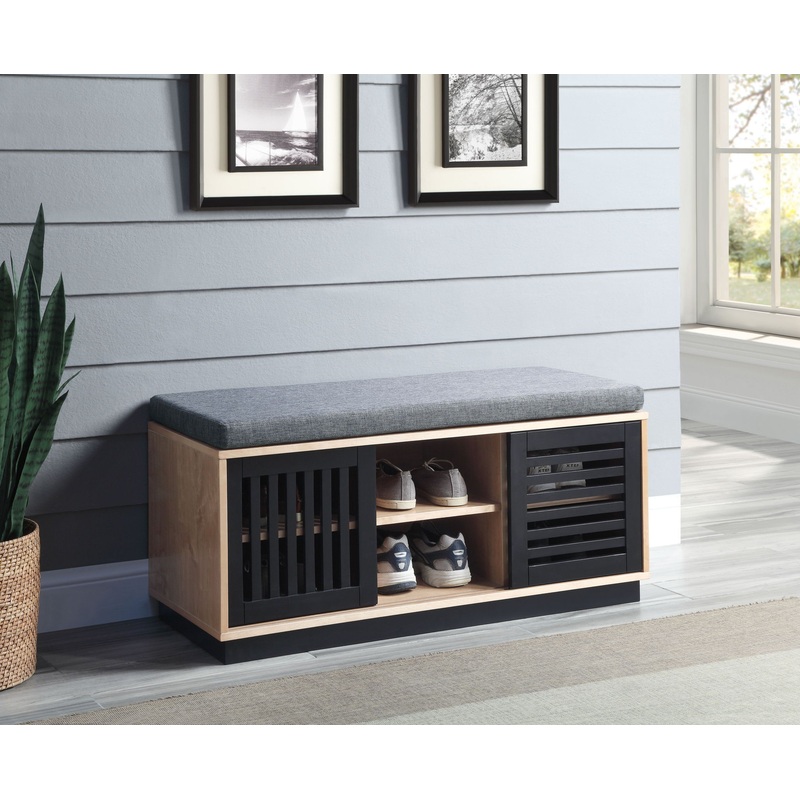 Gamaliel – Bench With Storage – Oak / Espresso