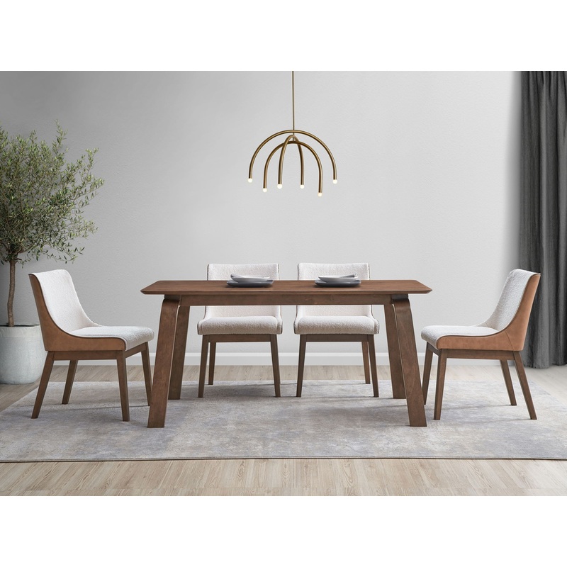 Ginny – 5 Piece With Side Chairs Dining Room Set – Walnut