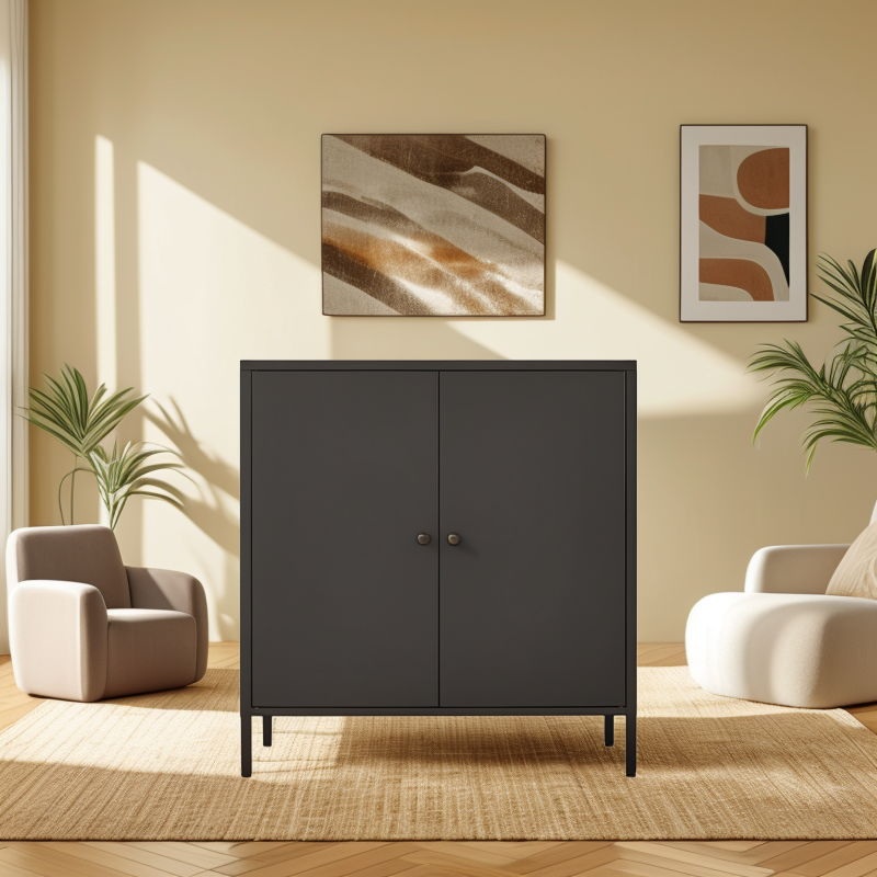 Kitchen Buffet Server Table Accent Sideboard Cupboard Server Buffet Console Table With Doors Cabinet – Black