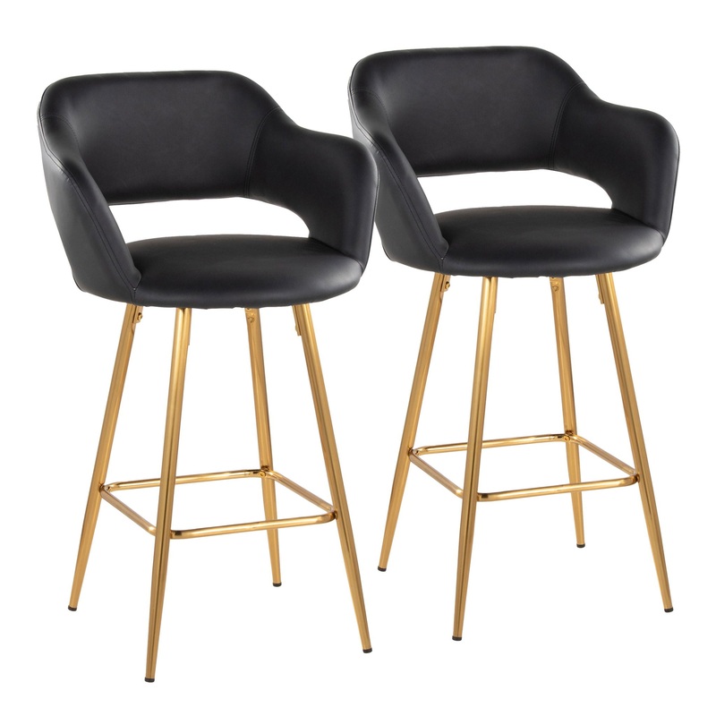 Margarite – Contemporary Fixed Height Counter Stool With Footrest (Set of 2) With Square