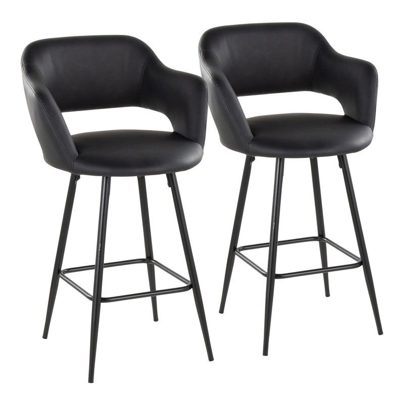 Margarite – Contemporary Fixed Height Counter Stool With Square Footrest (Set of 2)
