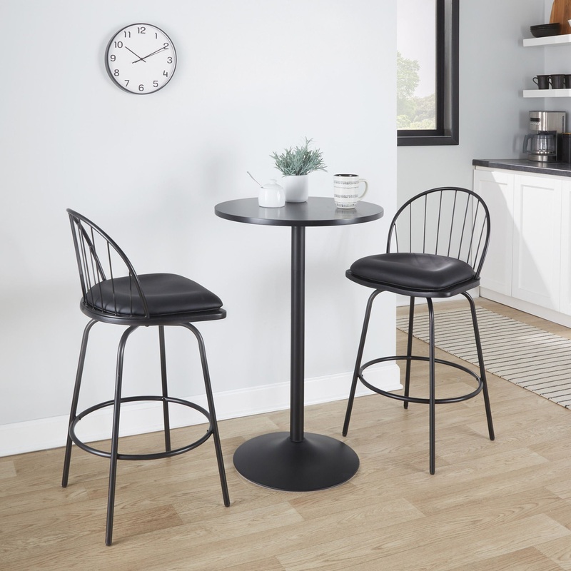 Riley – Claire Farmhouse Fixed Height Counter Stool With Swivel With Round Footrest (Set of 2)
