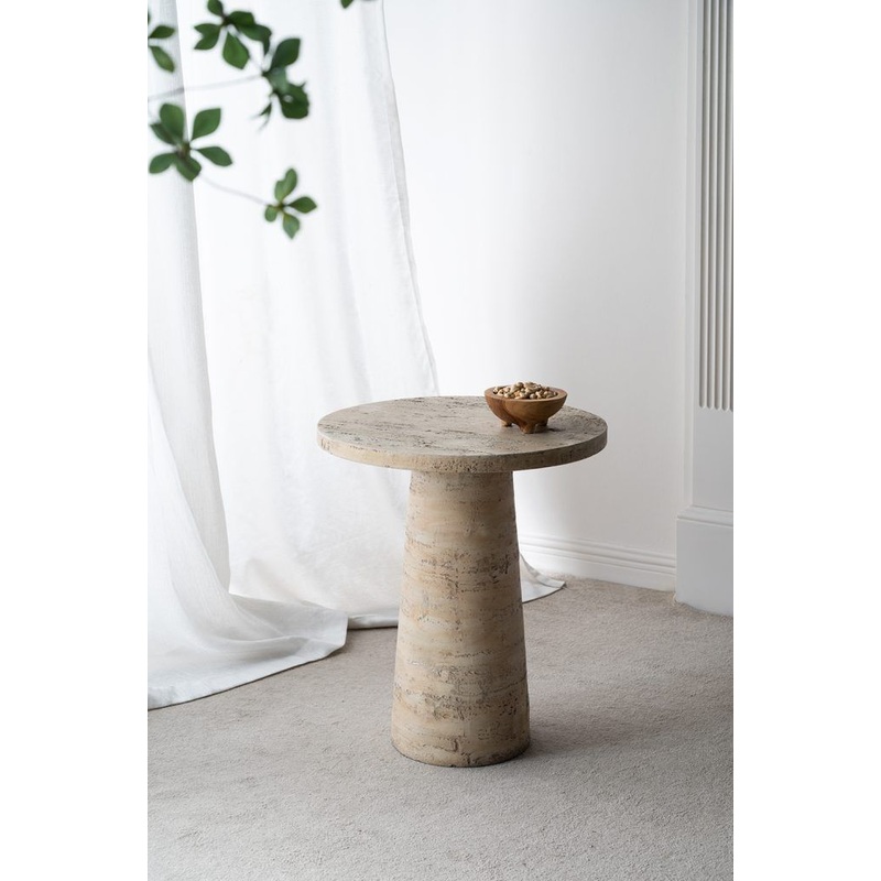 Round Side Table With Pedestal Base