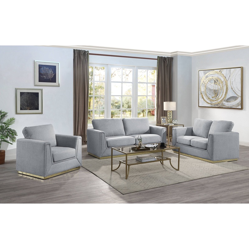 Valin – 3 Piece Living Room Set Meeting Room And Small Apartment Sofa Loveseat Chair – Gray