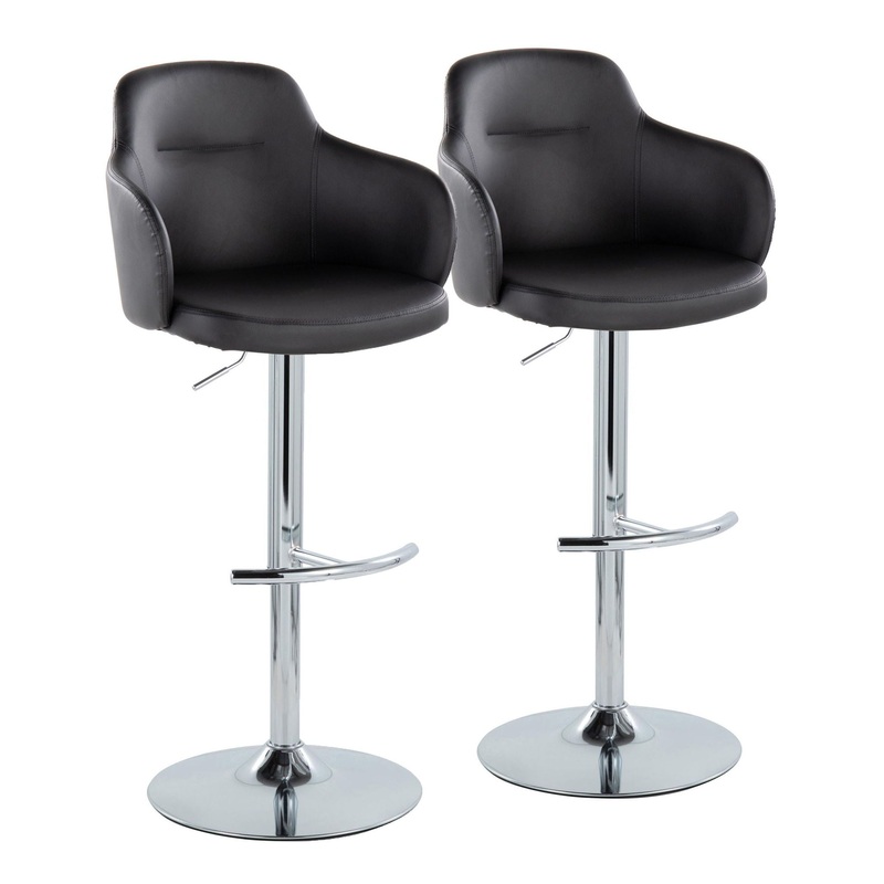 Boyne – Contemporary Adjustable Barstool With Swivel & Rounded T Footrest (Set of 2)