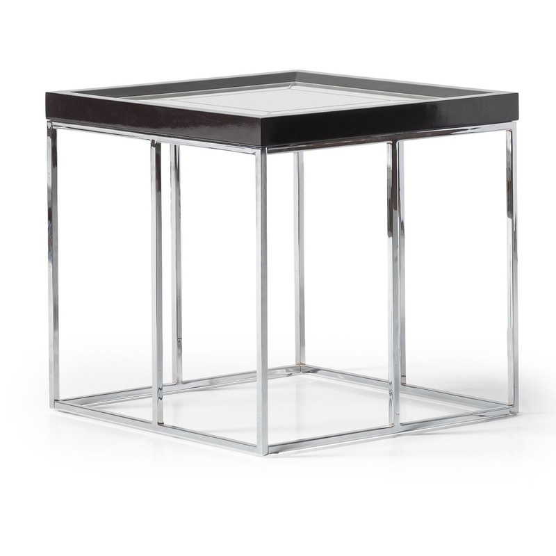 Carmela – End Table – Glossy Charcoal Sand