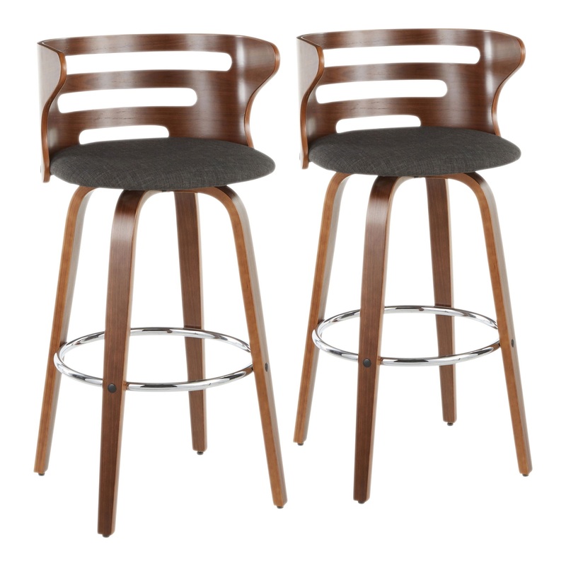 Cosini – Mid Century Modern Fixed Height Barstool With Swivel (Set of 2)