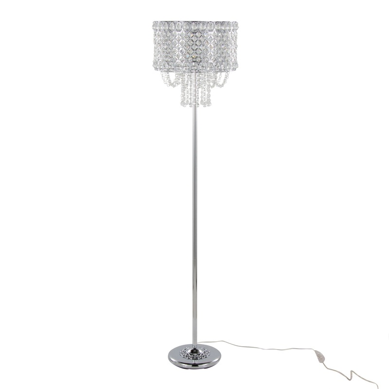 Droplet – Contemporary Floor Lamp – Polished Chrome / Clear