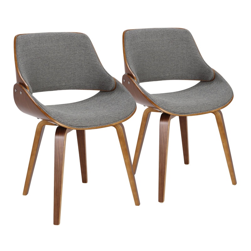 Fabrizzi – Mid-Century Modern Dining / Chair (Set of 2) – Walnut / Gray