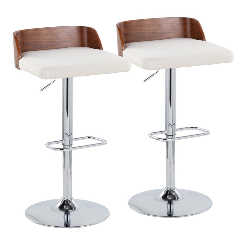 Maya – Mid Century Modern Adjustable Barstool With Swivel With Rounded Rectangle Footrest (Set of 2)