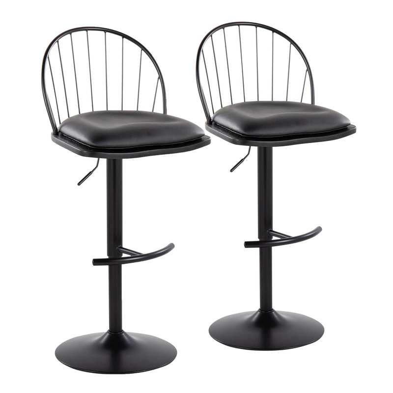 Riley – Farmhouse Adjustable Height Barstool With Swivel With Rounded T Footrest (Set of 2)