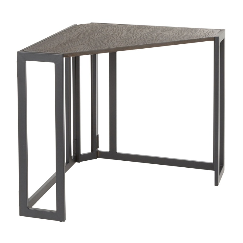 Roman – Industrial Corner Desk – Black / Espresso