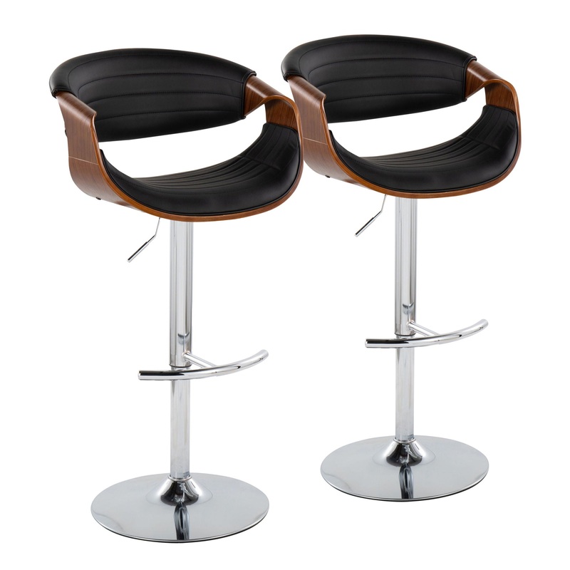 Symphony – Mid Century Modern Adjustable Barstool & Swivel With Rounded T Footrest (Set of 2)