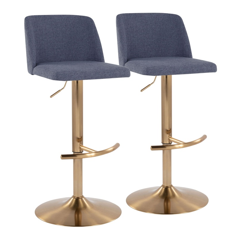 Toriano – Contemporary Adjustable Barstool With Swivel With Rounded T Footrest (Set of 2)