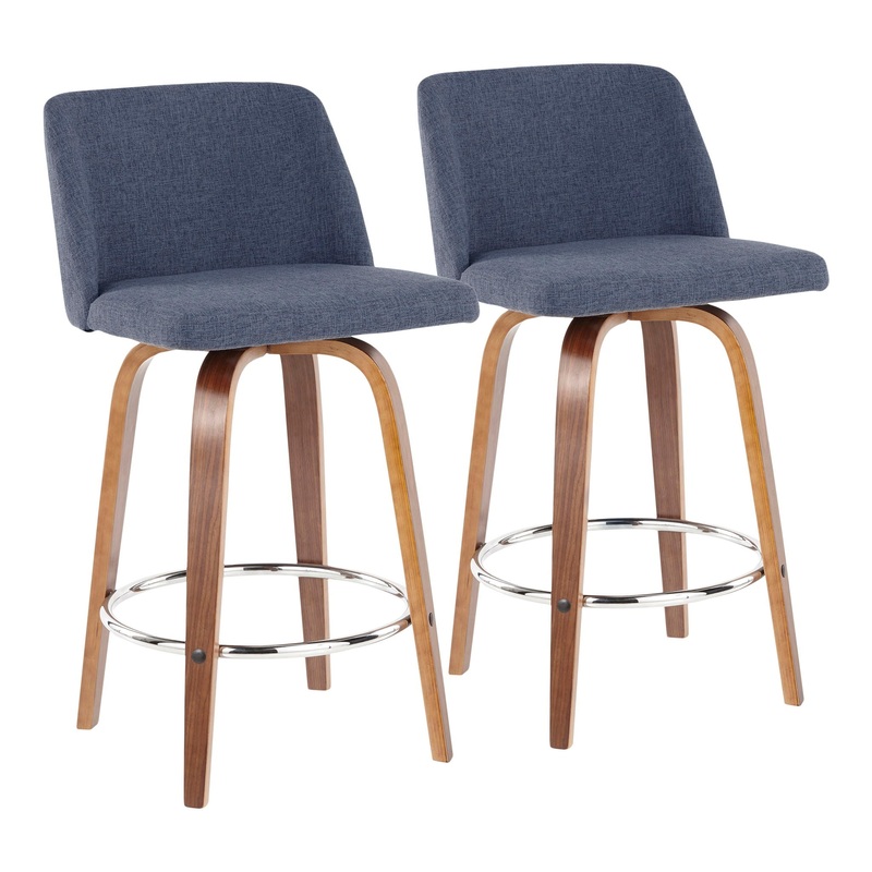 Toriano – Mid-Century Modern Fixed Height Counter Stool With Round Footrest (Set of 2)