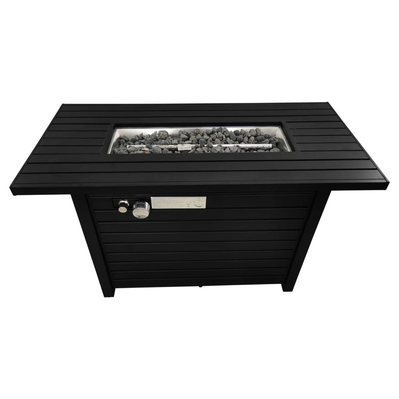 Outdoor Fire Pit Table With Lid Durable Construction – Black