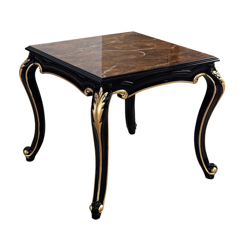 Betria – End Table – Engineered Stone Top, Gold & Black