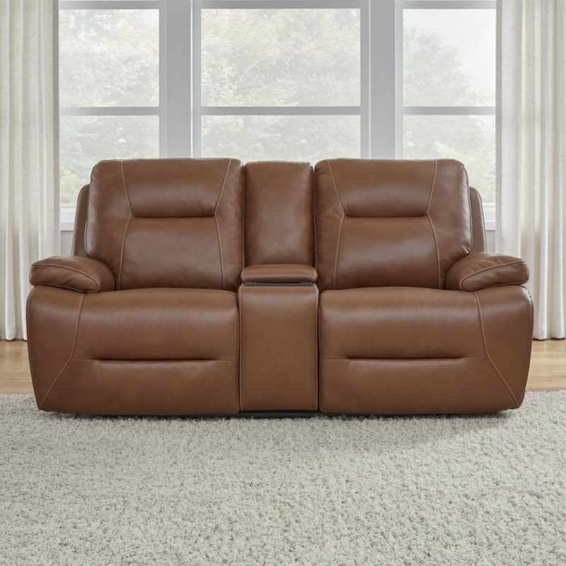 Cameron – Loveseat With Console P3 & ZG – Saddle – Dakota Saddle Leather