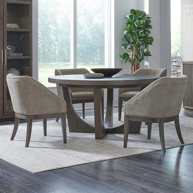 Cascade Falls – 5 Piece Pedestal Table Set – Satin Espresso