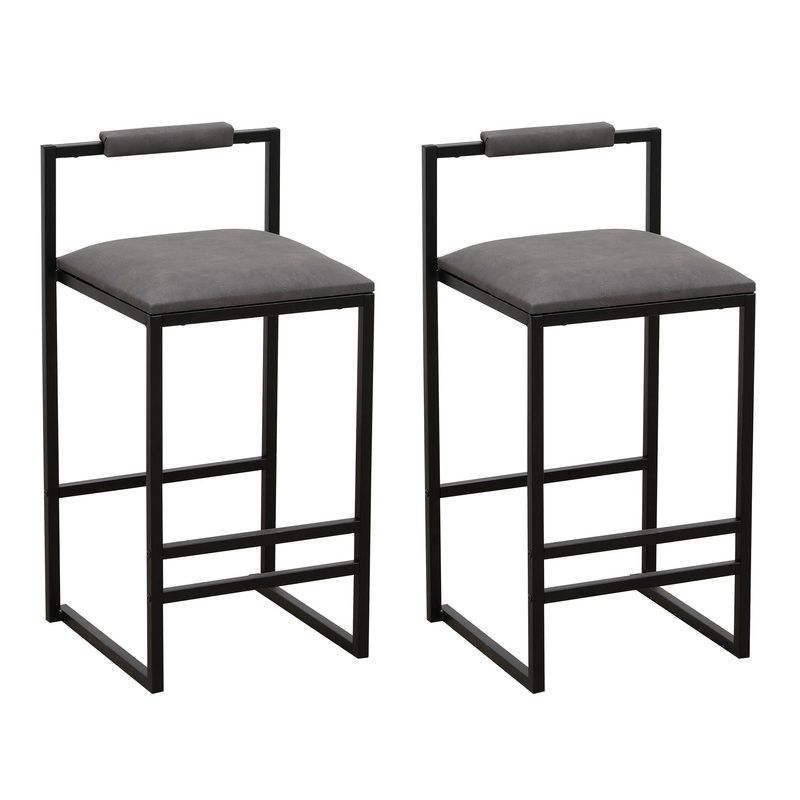 Elegant Bar Stool Set With Backrest And Footrest, Counter Height (Set of 2)