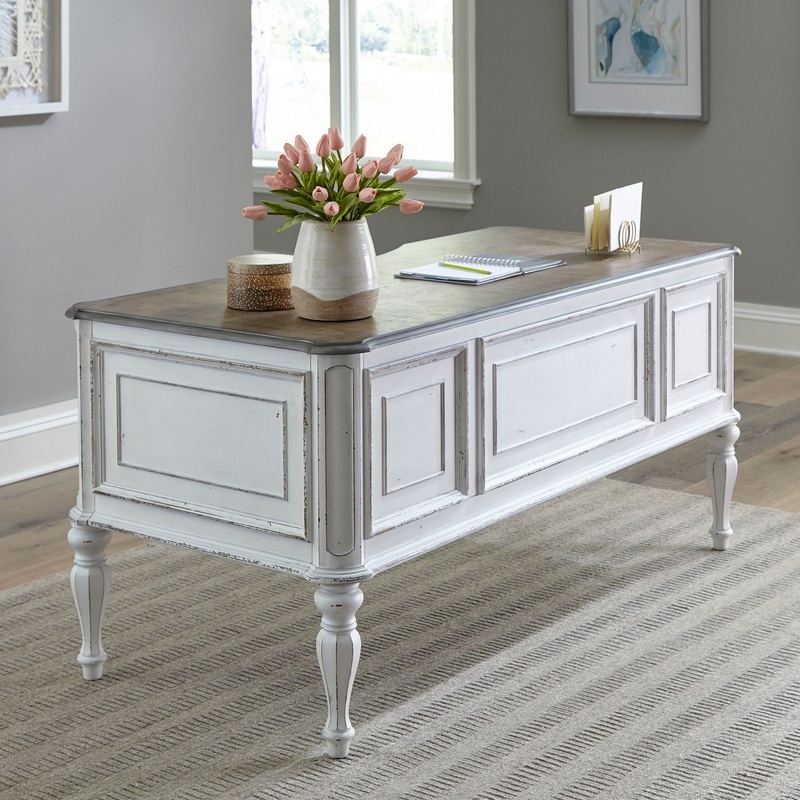 Magnolia Manor – Writing Desk – Antique White & Weathered Bark