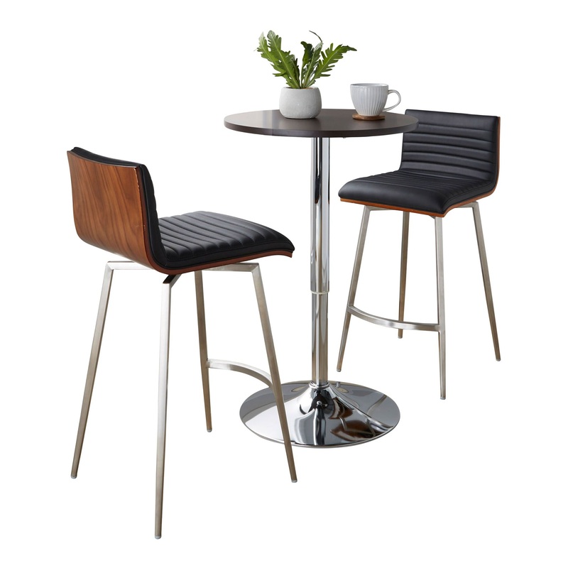 Mason – 3 Piece Swivel Mid Century Modern Counter Height Dining Set With Adjustable Table