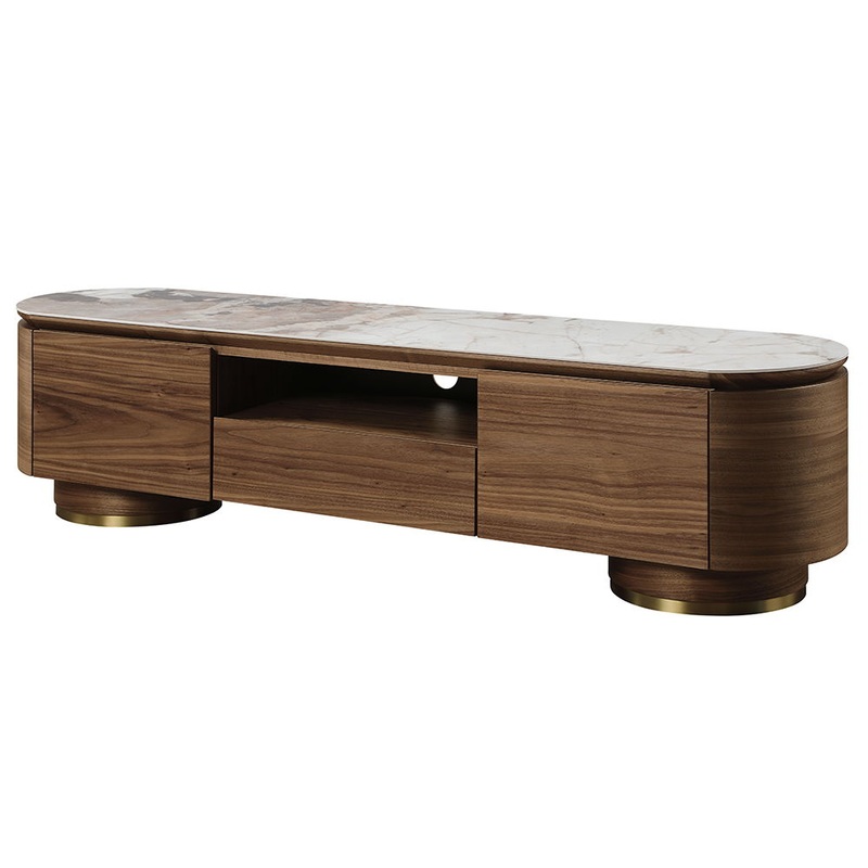 Willene – TV Stand With Ceramic Top – Ceramic Top & Walnut