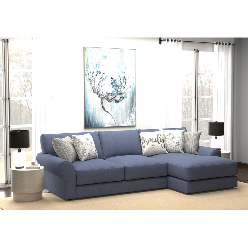 Cape May – Sofa Chaise With Comfort Coil Seating And 5 Accent Pillows Included