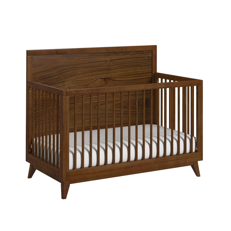 Malia – Crib With High Headboard And Guardrail – Walnut