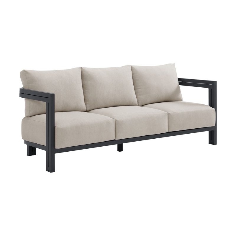 Playa – Sofa With 2 Pillows – Dark Gray / Beige