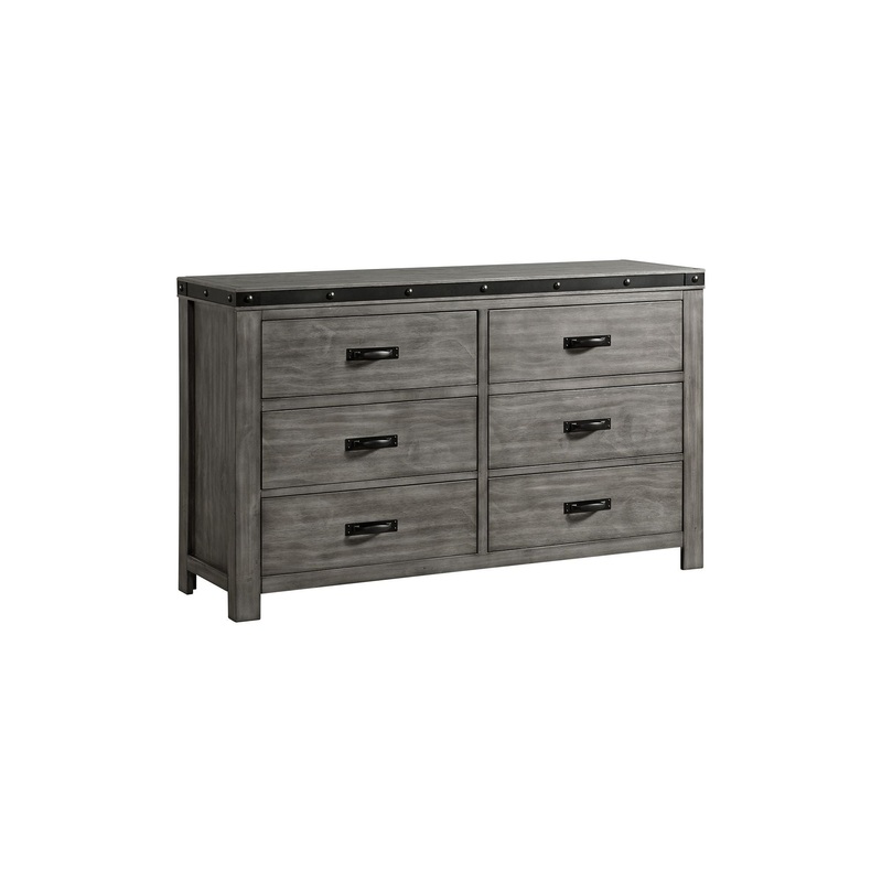 Wade – Youth 6-Drawer Dresser|Dark Gray|White|Dressers|Dresser & Mirror