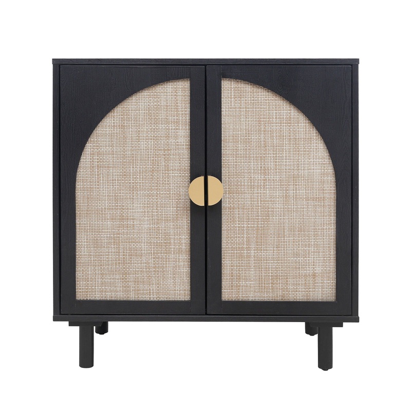 2 Door Ergonomic Cabinet|Black|Light Brown