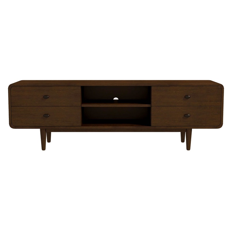 Alexa – Mid-Century Modern Style TV Stand – Dark Brown / Wood
