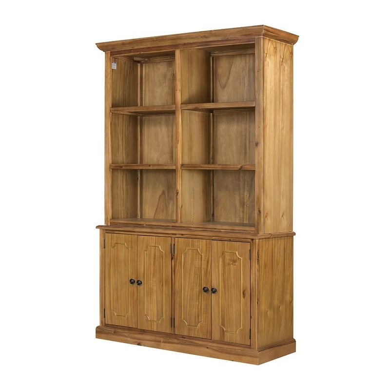 French Country Wood Cabinet|Light Brown|White