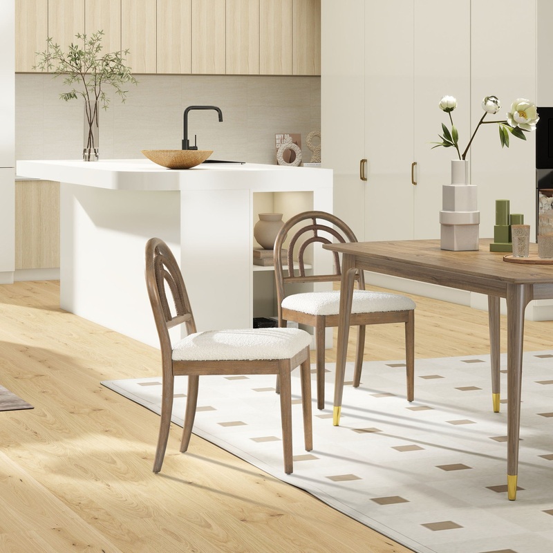 Leon – Arched Back & Upholstered Dining Chair (Set of 2) – Ivory White