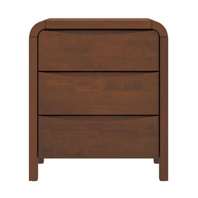 Lionel – Mid-Century Modern Nightstand 3 Drawer Bed Side Table – Brown