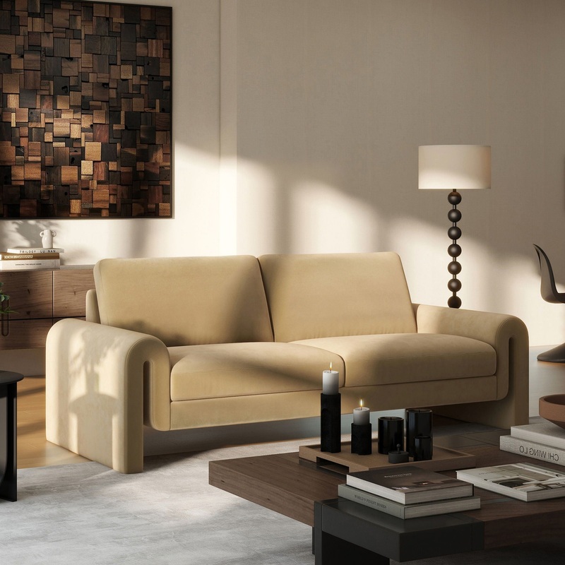 Mason – Arched Arm Sofa – Camel Brown Beige