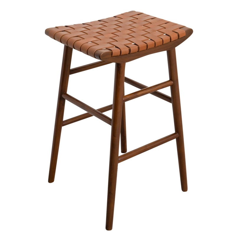 Maya – Genuine Leather Stool – Rustic / Tan