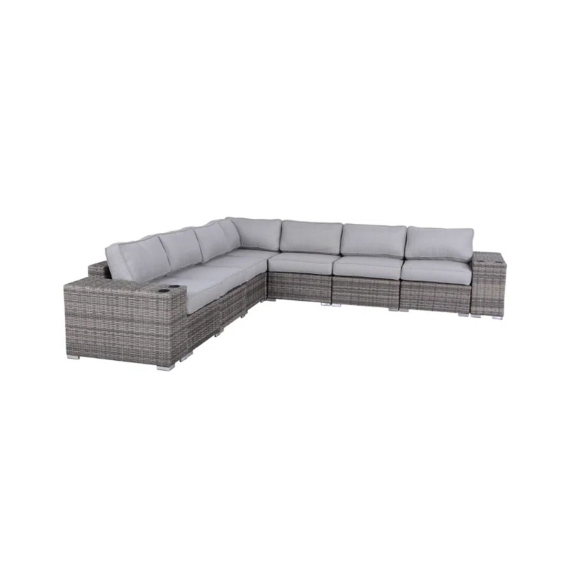 Minnesota – 9 Piece Sectional Sofa Set With Cushions – Gray Mix