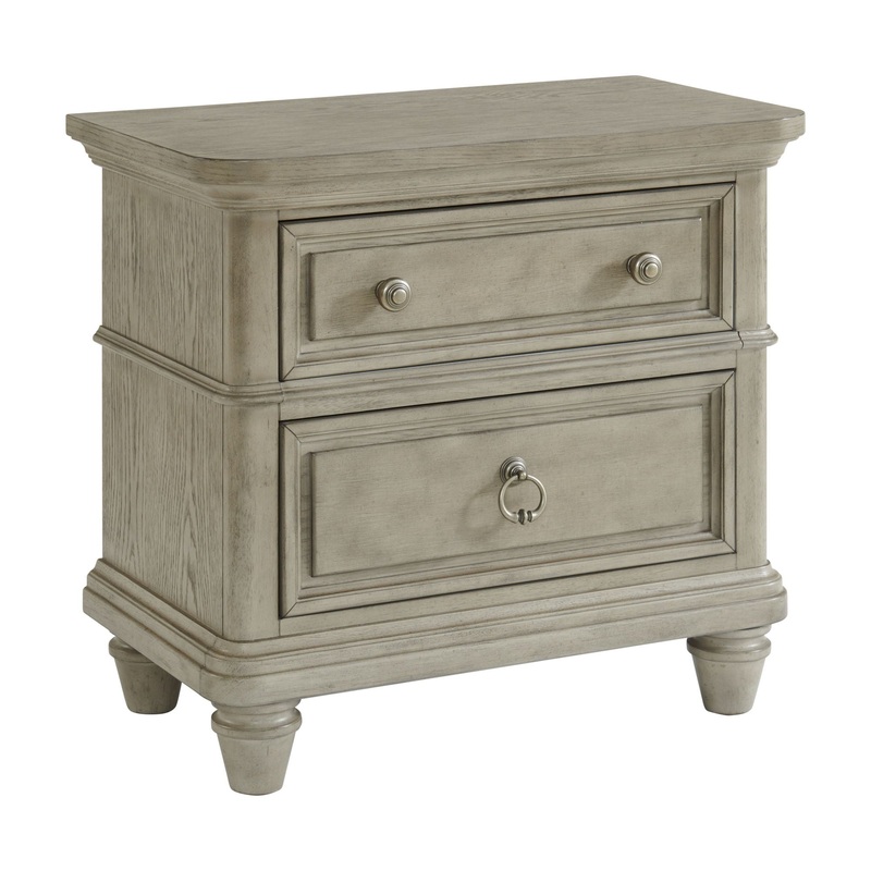 Whit-Ash – 2-Drawer Nightstand With USB – Light Gray