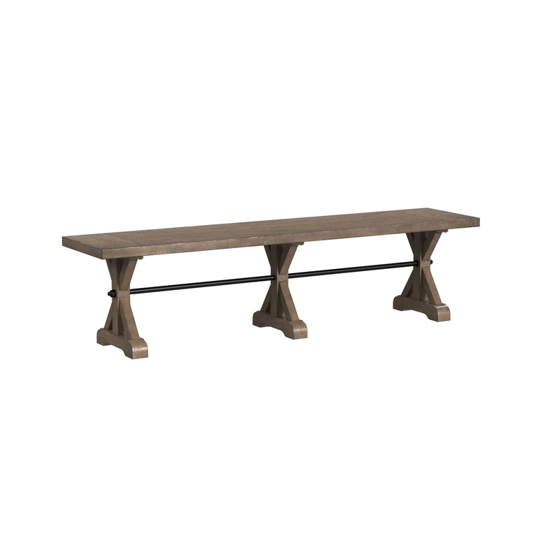 Yellowstone – Dining Bench With Metal Bar Cross – Medium Brown